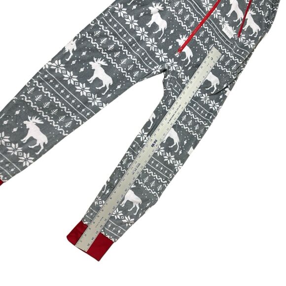 Tipsy Elves One-Piece Adult L Grey Fair Isle Reindeer Hooded Christmas Pajamas - Picture 11 of 11